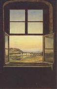 johann christian Claussen Dahl, View through a Window to the Chateau of Pillnitz (mk09)